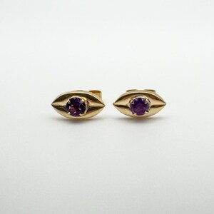 Vintage 9ct Gold Amethyst Stud Earrings, 0.20ct Solitaire Stones
