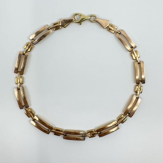 Vintage 9ct Rose Gold Rectangular Link Bracelet 7… - image 1
