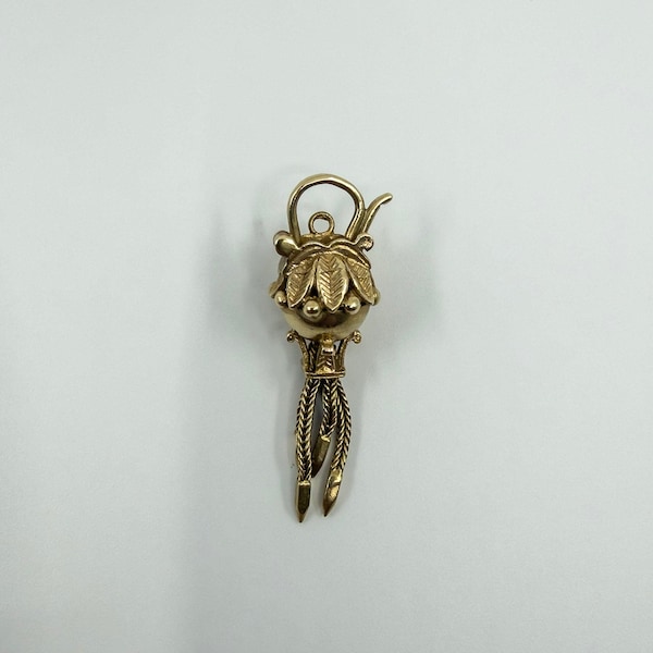 Vintage 9ct Gold Albertina Tassel Padlock Charm 375 Birmingham 1994