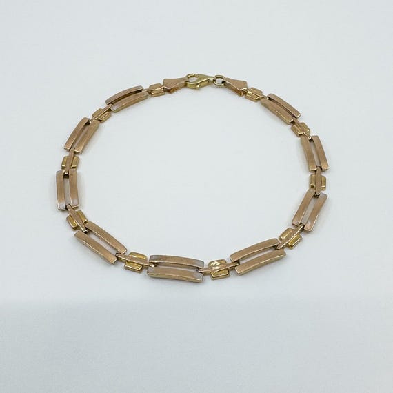 Vintage 9ct Rose Gold Rectangular Link Bracelet 7… - image 5