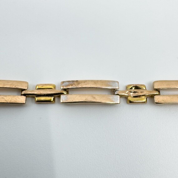 Vintage 9ct Rose Gold Rectangular Link Bracelet 7… - image 6