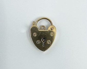 Vintage 9ct Gold Heart Lock Padlock Pendant Charm London 1976