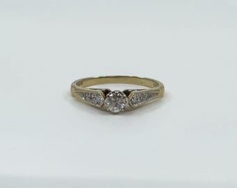 Vintage 9ct Gold 0.20ct Diamond Engagement Ring M 1989