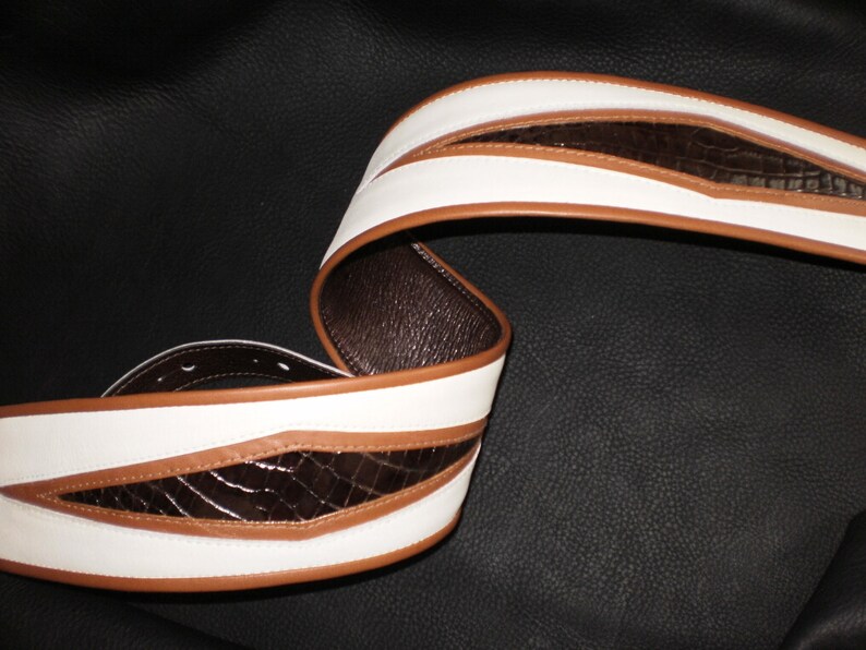 Custom Guitar Strap /bone White Leather W/authentic Alligator Etsy