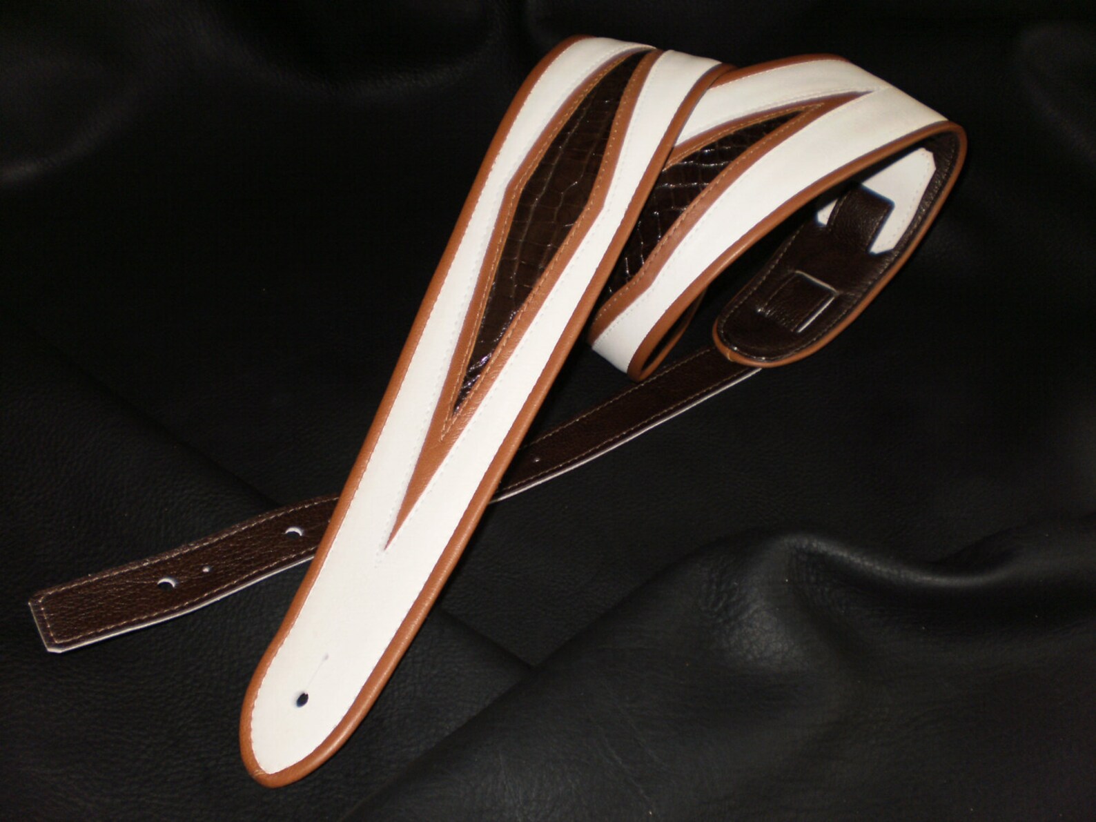 Custom Guitar Strap /bone White Leather W/authentic Alligator Etsy