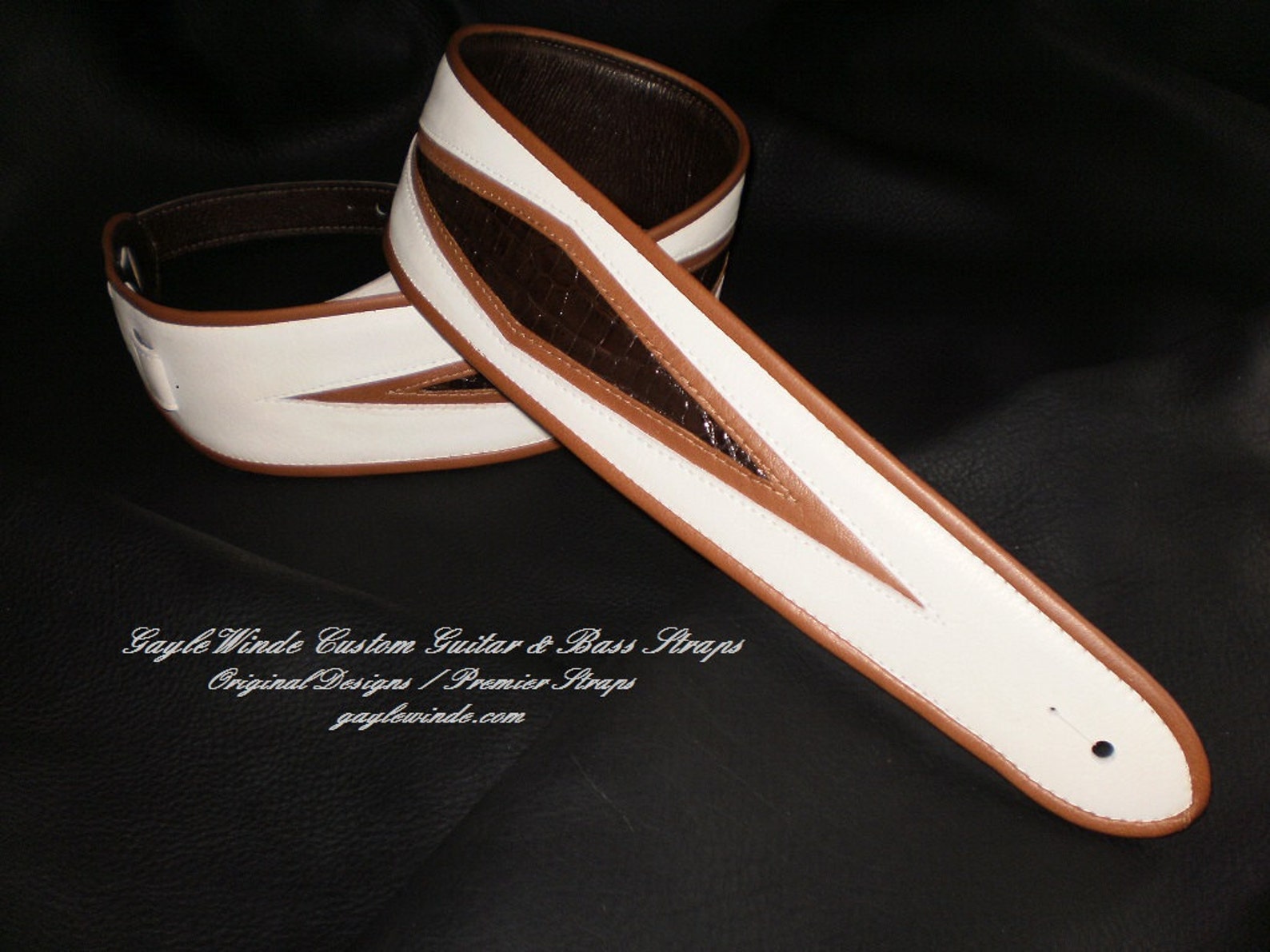 Custom Guitar Strap /bone White Leather W/authentic Alligator Etsy