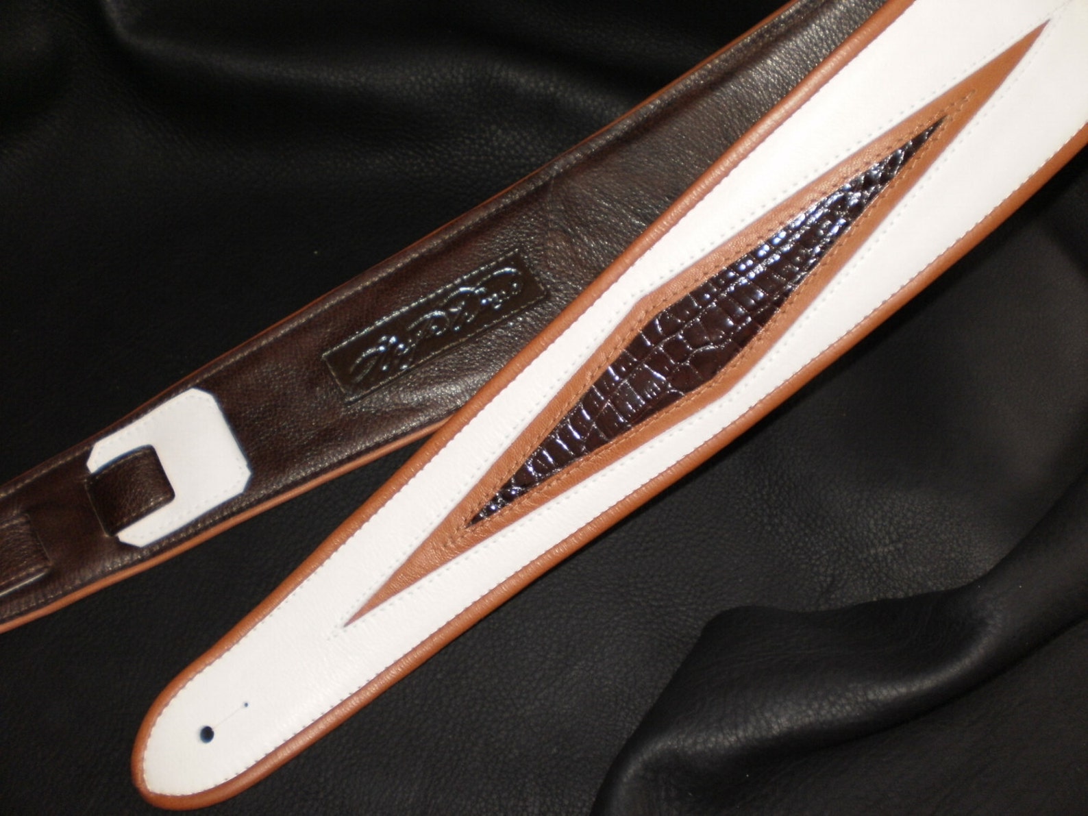 Custom Guitar Strap /bone White Leather W/authentic Alligator Etsy