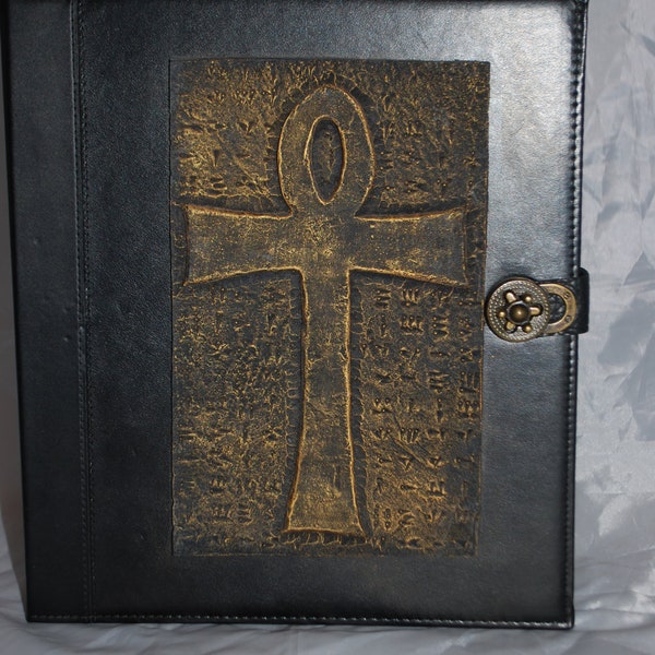 Gold Ankh 3 ring binder with latch - great for paper, photo sleeves, collectible card sleeves