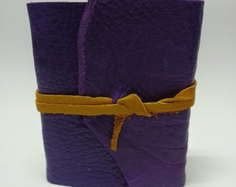 Purple Leather Journal 6 x 5 " with tie - great for dreams, travel stories and sketching (small, pocket sized)