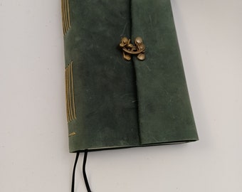 Green   9 x 6 " Journal Sketchbook with flip latch and bookmark - 80 lb paper ph neutral