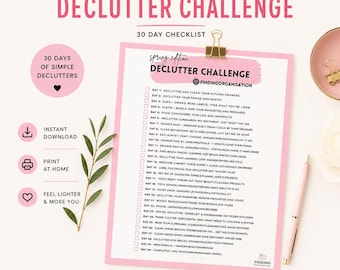 Spring Declutter Challenge Printable | 30-Day Home Reset Checklist | Easy Decluttering Plan for Busy Homes