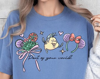 Comfort Colors Little Mermaid Shirt: Ariel & Flounder Tee