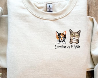 Personalized Pet Sweater for Cat Lovers - Custom Cat Sweatshirt - Gift for Mom or Dad - Christmas Present-