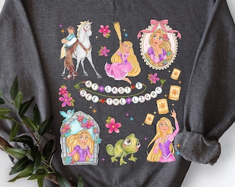 Vintage Rapunzel Sweatshirt, Tangled Princess Crewneck, Retro Fairytale Pullover, Disney Lantern Aesthetic, Cozy Magical Style Gift for Her