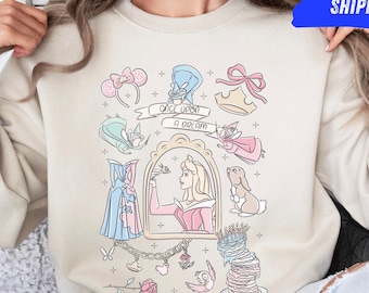 Princess Aurora Disney Sweatshirt, Once Upon a Dream Crewneck, Sleeping Beauty Pullover, Fairytale Castle Sweater, Cute & Sweet Disney Gift
