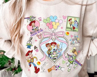 Toy Story Sweatshirt, Disney Pixar Woody Buzz Crewneck, You’ve Got a Friend in Me Pullover, Retro Disney Fan Gift Cute Pixar Park Outfit Top