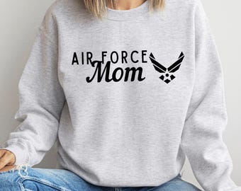 Air Force Mom Sweatshirt, Proud Military Family Graphic Crewneck for Women, Support Armed Forces Pullover, Patriotic Gift for Mom on Her Day