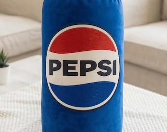 Cojín Pepsi - Manta cilíndrica de terciopelo - Detalle azul de felpa, decoración original para el hogar, regalo para los fans de Pepsi y Coca-Cola