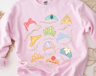Princess Tiara Sweatshirt, Cute Royal Crown Pullover, Disney Inspired Princess Sweater, Magical Princess Gift, Fairy Tale Queen Crown Top