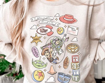 Buzz & Woody Disney Sweatshirt, Retro Toy Story Crewneck, Cozy Pixar Pullover, Disney Park Outfit, Vacation Gift Idea, Fun Sweet Unisex Gift