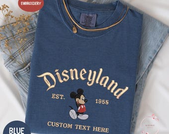 Camisetas bordadas de Disneyland personalizadas, Disneyland (estación 1955), camisetas personalizadas de Disneyland, Mickey Disneyland (estación 1955)