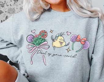 Part of Your World Disney Shirt, Little Mermaid Inspired Tee, Ariel Flounder Top, Seashell Bow Shirt, Magical Ocean Outfit, Fun Mermaid Gift