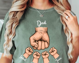 Camiseta/sudadera para papá personalizada con los nombres de los niños, camiseta personalizada para papá, camiseta para el Día del Padre, regalo para papá primerizo, regalo de cumpleaños para él.