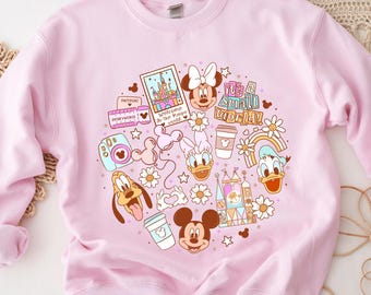 Disney Small World Sweatshirt, Cute Mickey Minnie Daisy Donald Pullover, Retro Park Icons Sweater, Magical Vacation Gift, Cozy Disney Top