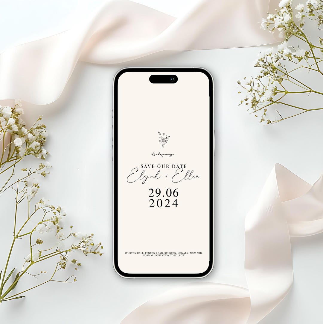 Digital Wedding Reception Invitation Template, Minimalistic Mobile Save ...