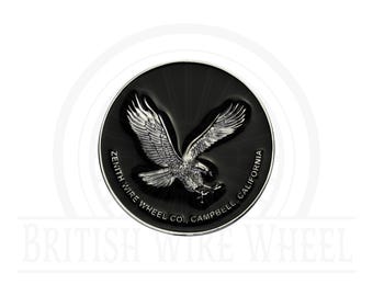 Zenith Eagle Chrome and Black Metal Wire Wheel Chip Emblems (2.25