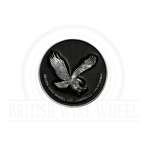 イーグル エンブレム シルバー Zenith Eagle Chrome and Black Metal Wire Wheel Chip Emblems (2.25