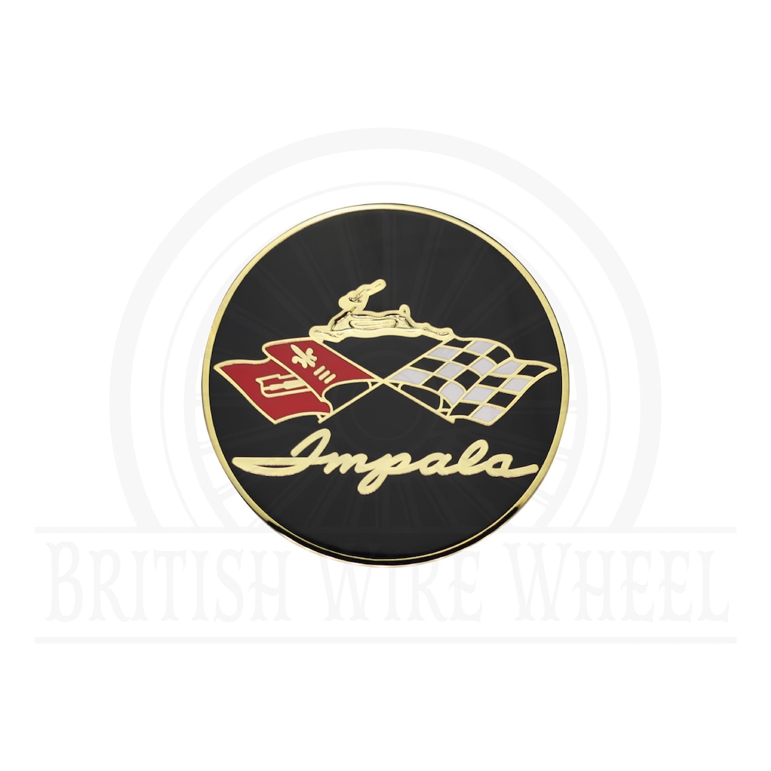 Impala Gold and Black Metal Wire Wheel Chip Emblems (2.25