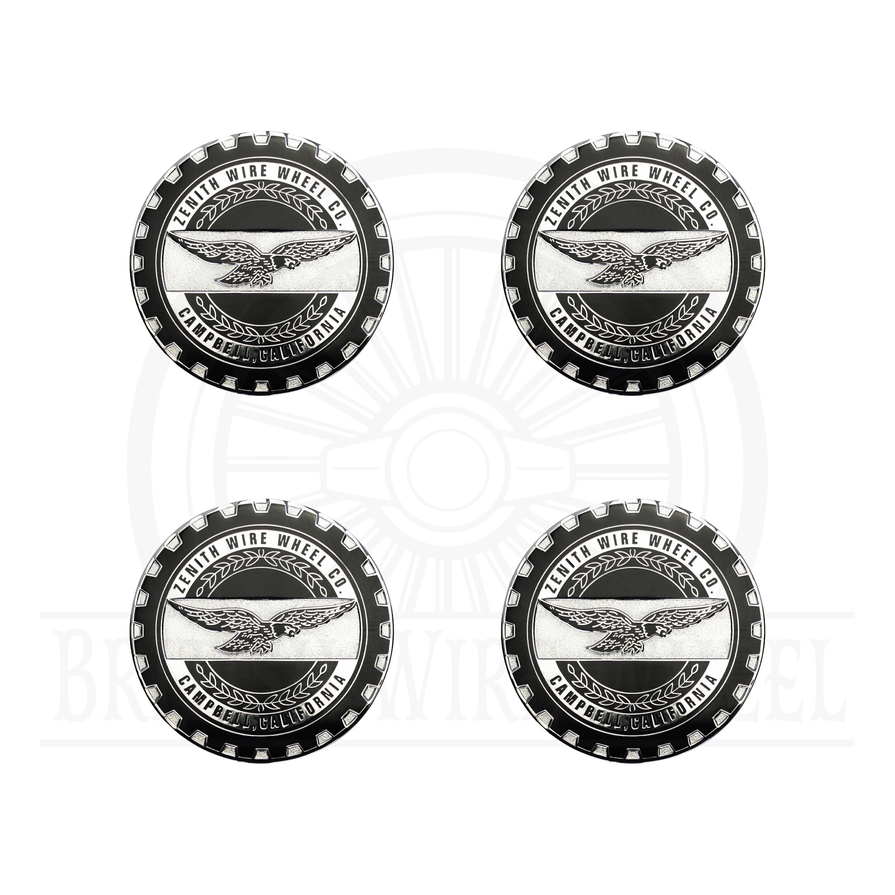 Zenith Chrome and Black Metal Wire Wheel Chip Emblems (2.25