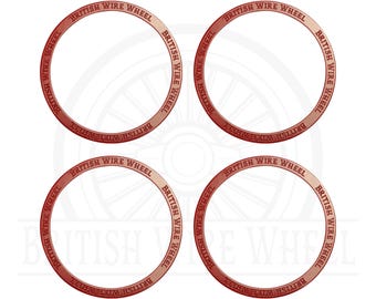 Anillos rojos para tapas giratorias de bloqueo Zenith, juego de 4 / Perfecto para personalizar ruedas de alambre en Lowriders y autos clásicos