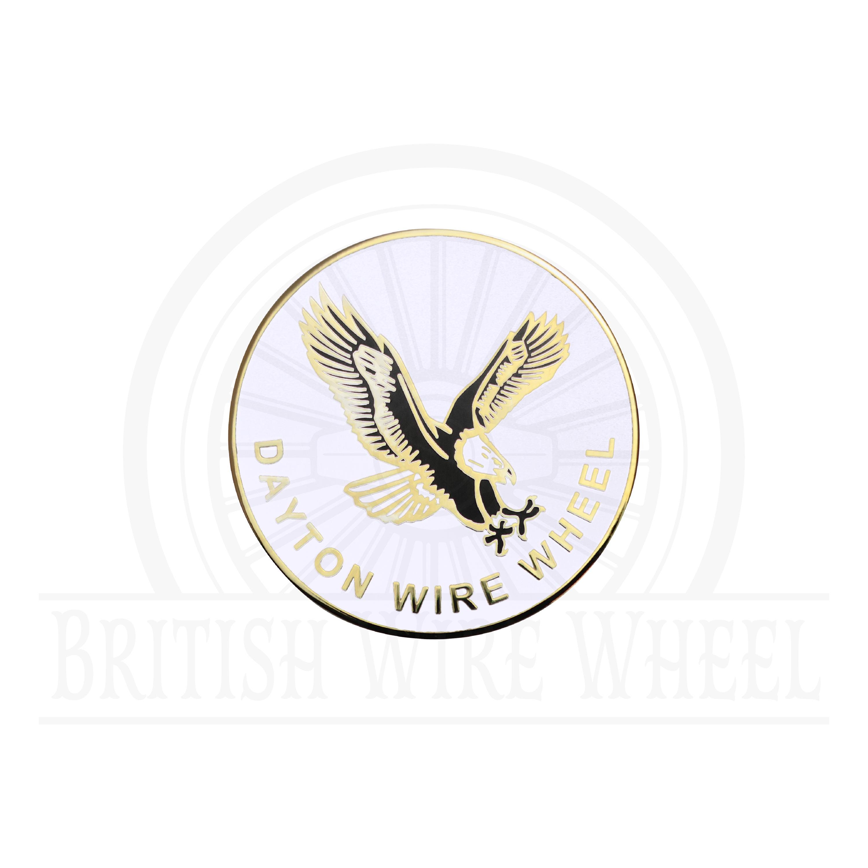 Dayton Eagle Gold and White Metal Wire Wheel Chip Emblems (2.25