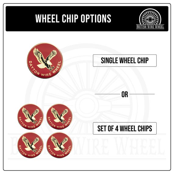 Dayton Eagle Gold and Red Metal Wire Wheel Chip Emblems (2.25
