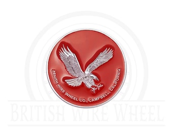 Emblemas de rueda de metal cromado y rojo Zenith Eagle (2,25&quot;) para lowriders y coches clásicos / Juego o individual