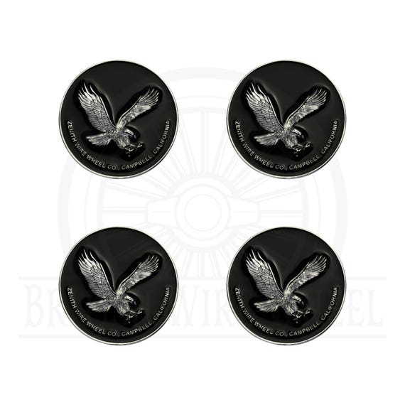 バッジとサイン Zenith Eagle Chrome and Black Metal Wire Wheel Chip Emblems (2.25