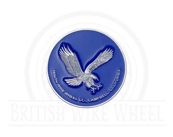 Emblemas de rueda de metal cromado y azul Zenith Eagle (2,25&quot;) para lowriders y coches clásicos / Juego o individual