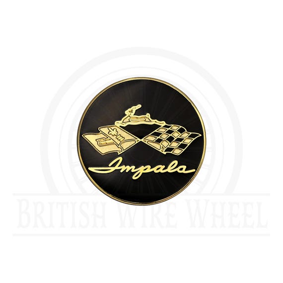 マ*ル様 Chevrolet impala64 24kゴールドエンブレム Impala Gold & Black Metal Wire Wheel Chip Emblems (2.25”) for