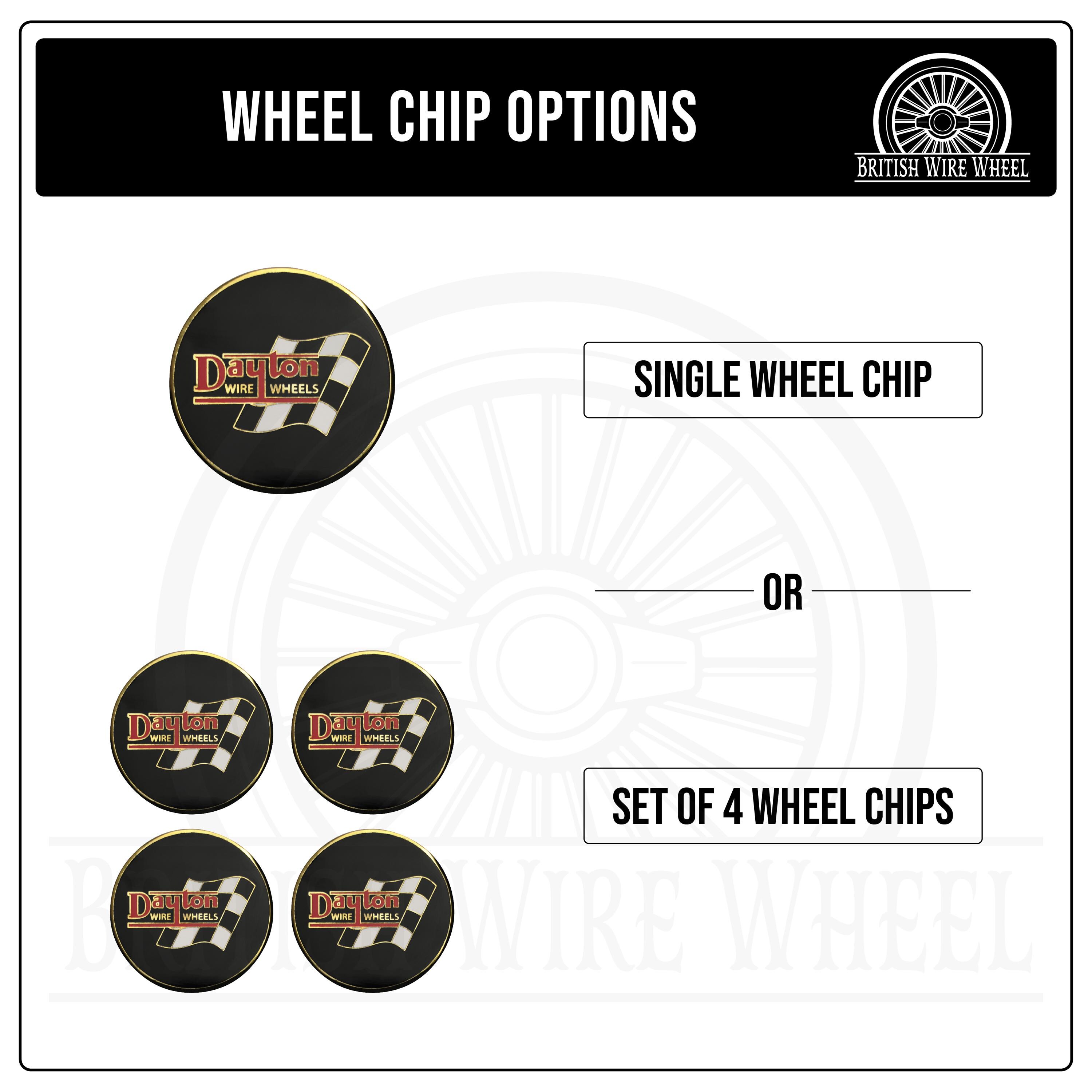 Dayton Gold and Black Metal Wire Wheel Chip Emblems (2.25