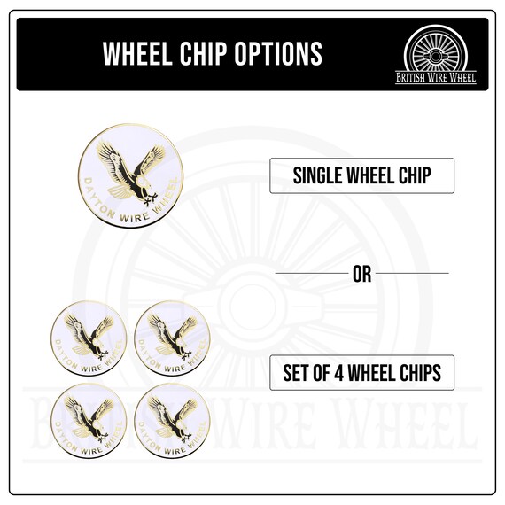 Dayton Eagle Gold and White Metal Wire Wheel Chip Emblems (2.25