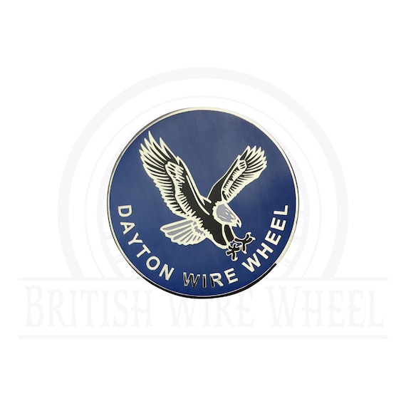 Dayton Eagle Chrome and Blue Metal Wire Wheel Chip Emblems (2.25
