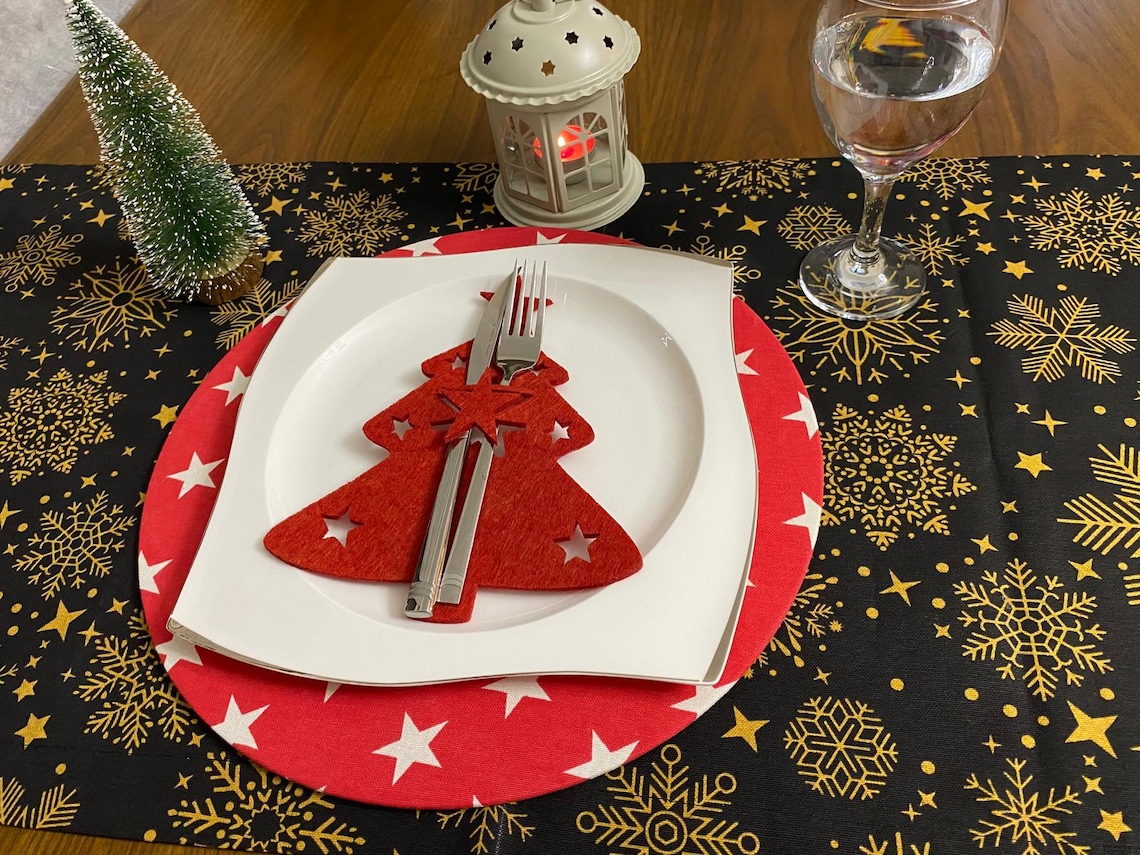 Xmas Cudlery Holder,xmas Cutlery Holder,christmas Tree Cutlery Pocket — free download