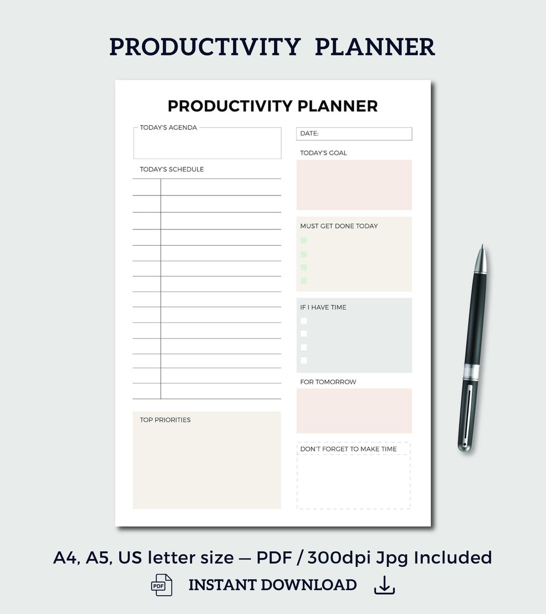 Pdf Planner Tasktracker Productivity Planner Printable | Task Tracker, Work Organizer (PDF JPG ...