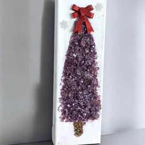 Aura Crushed Glass Christmas Tree Art – Handcrafted Canvas | Holiday Wall Decor | Unique Christmas Decoration | Variety of Colors Available