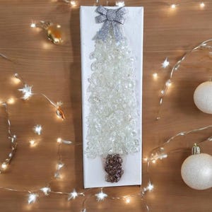Aura Crushed Glass Christmas Tree Art – Handcrafted Canvas | Holiday Wall Decor | Unique Christmas Decoration | Variety of Colors Available