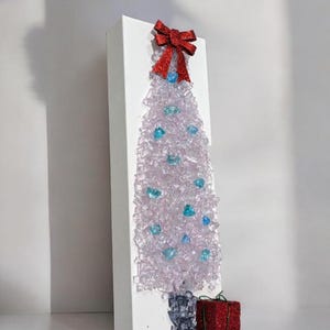Aura Crushed Glass Christmas Tree Art – Handcrafted Canvas | Holiday Wall Decor | Unique Christmas Decoration | Variety of Colors Available