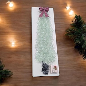 Aura Crushed Glass Christmas Tree Art – Handcrafted Canvas | Holiday Wall Decor | Unique Christmas Decoration | Variety of Colors Available