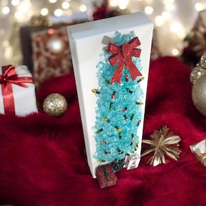 Aura Crushed Glass Christmas Tree Art – Handcrafted Canvas | Holiday Wall Decor | Unique Christmas Decoration | Variety of Colors Available